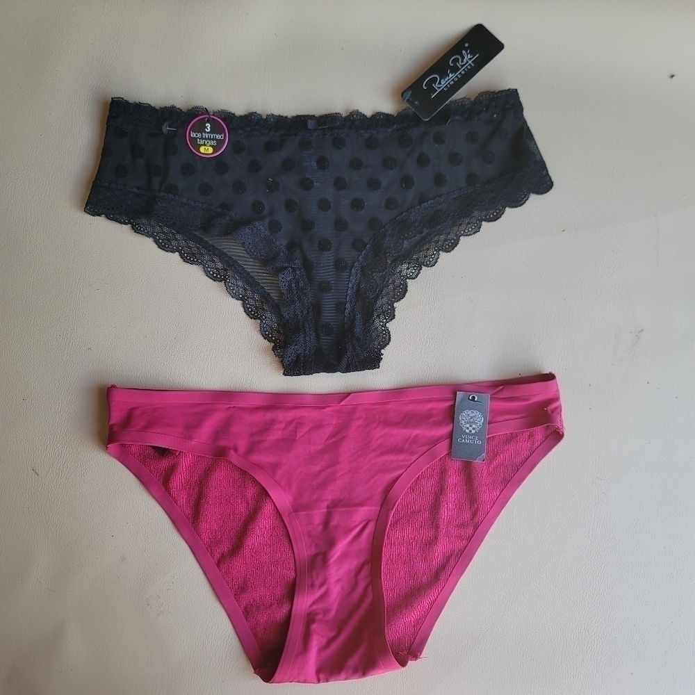 NWT 2 PK Vince Camuto Rene Rafe Womens M Panties Cheeky Lace Mesh See Through M